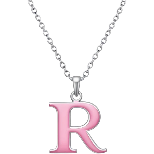 Pink necklace with a sliver letter r charm emoji