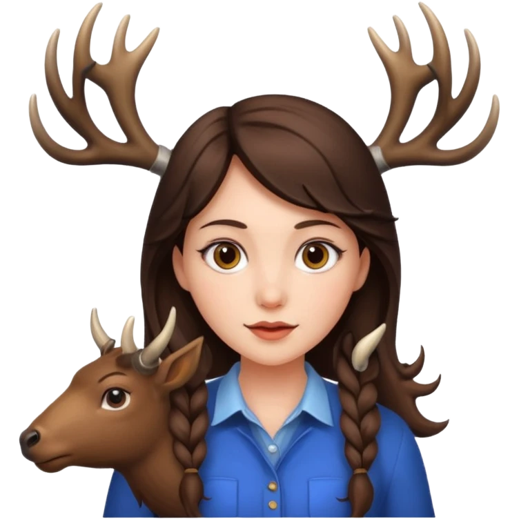 a brunette girl with a pair of horns like an elk  emoji