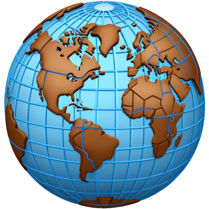 network globe with blue lines and brown boxes at intersections emoji
