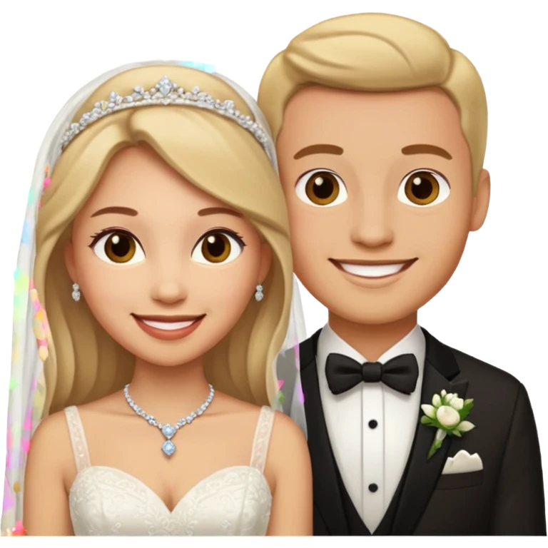 Свадьба девушки и мужчины. Они в свадебных нарядах  emoji