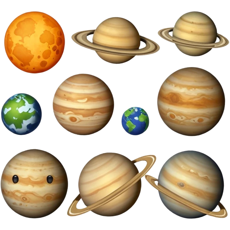 12 planets emojis I need a line for each planet mercury emoji