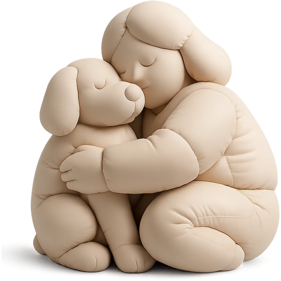 Woman hugging dog emoji