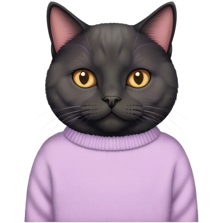 Black British cat with pastel sweater emoji