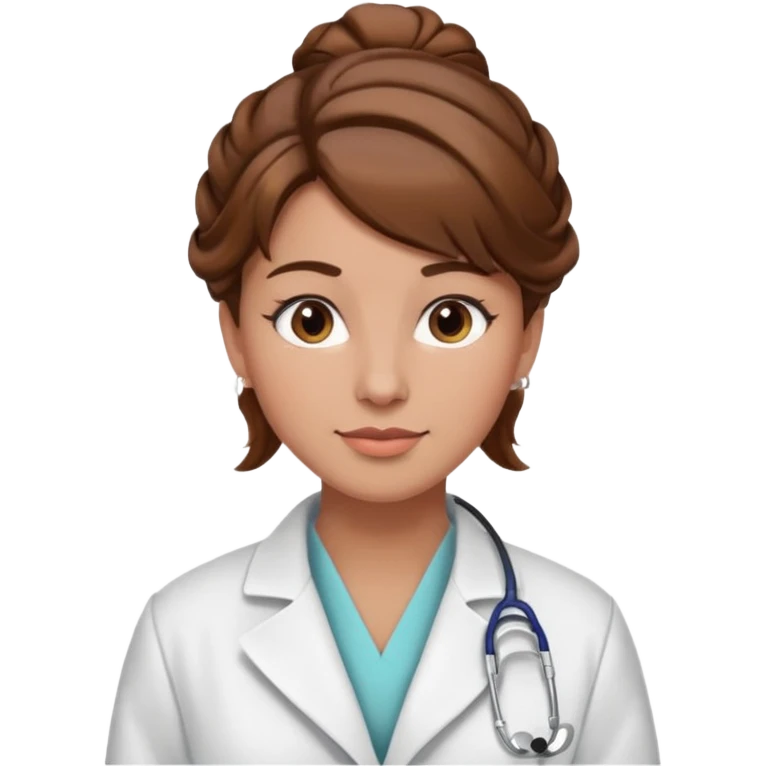 healthcare instructor standing up brown hair updo emoji