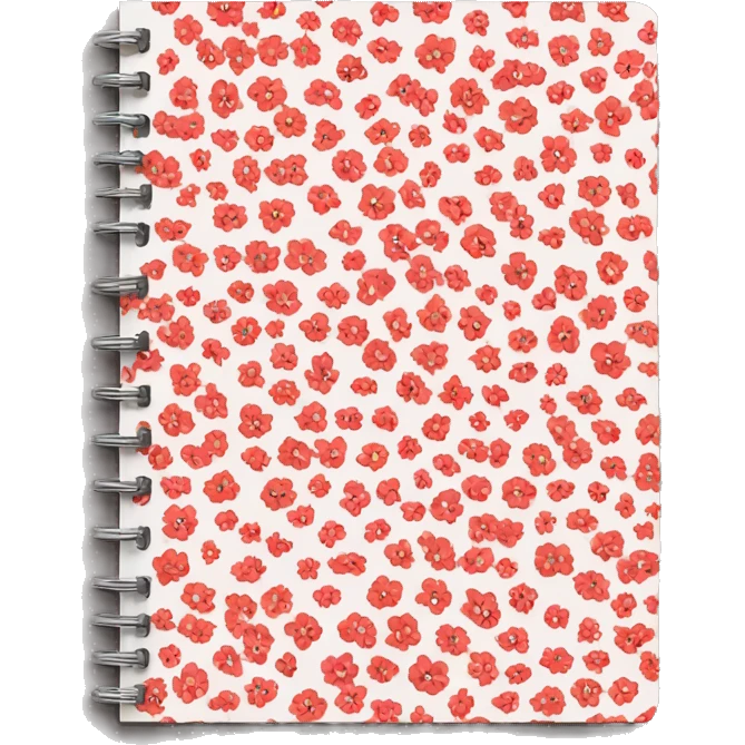 Notebook with red flower pattern design on the cover emoji