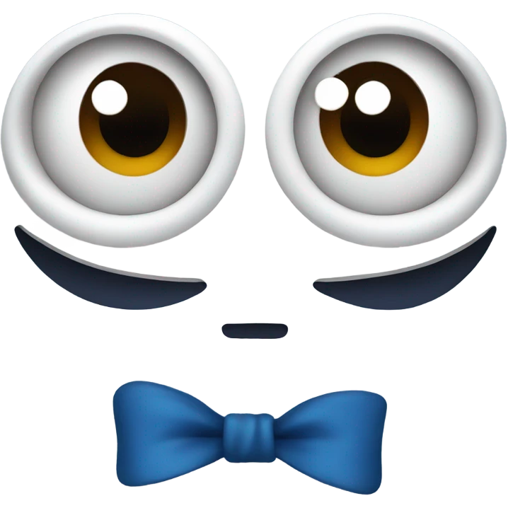 white cute emoji face with dark blue bow emoji