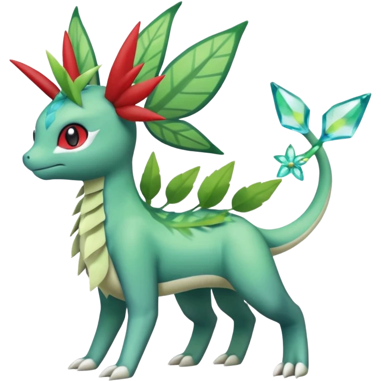 Shaymin-Vaporeon-Sceptile-Flygon-Meloetta-Pokémon-Fakémon-fusion, full body emoji