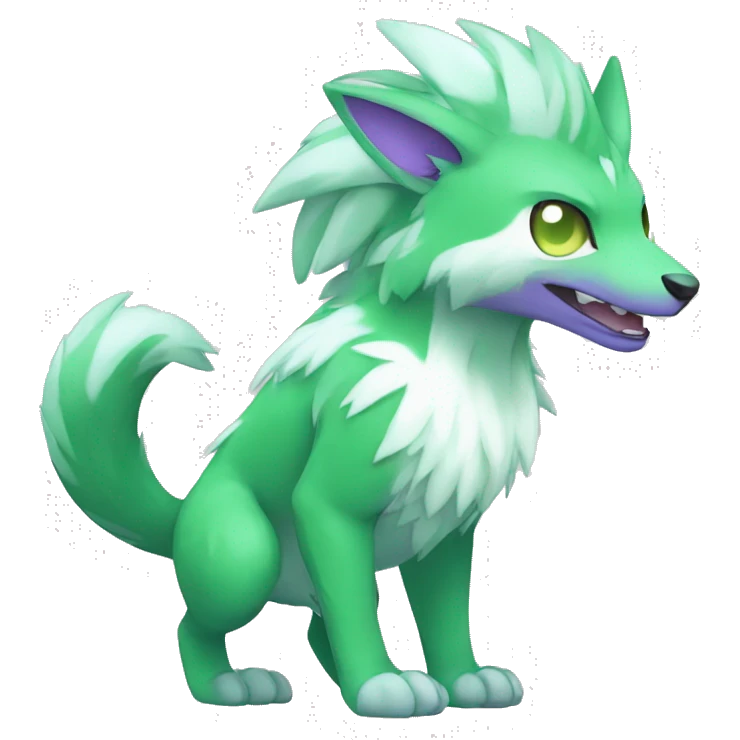 Cute cool green white purple animal hybrid Fakemon full body emoji
