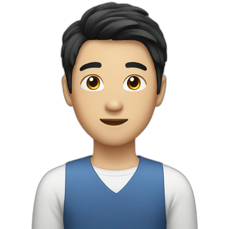 asian male with flow haircut black hair emoji