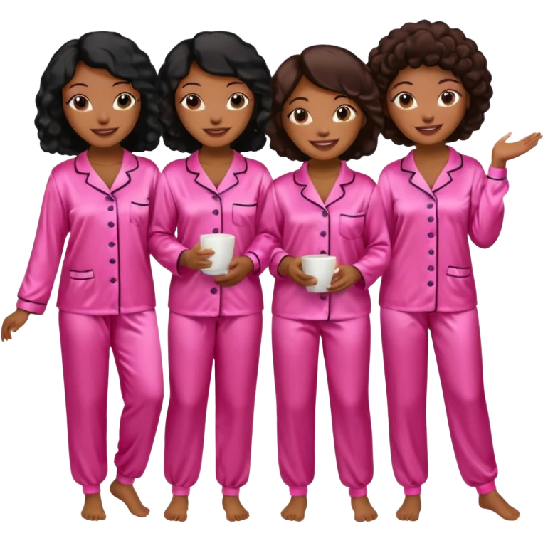 group of black women in pink pajamas high quality pajamas and like 20 women emoji