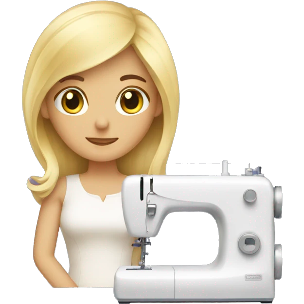 Blonde and sewing machine emoji