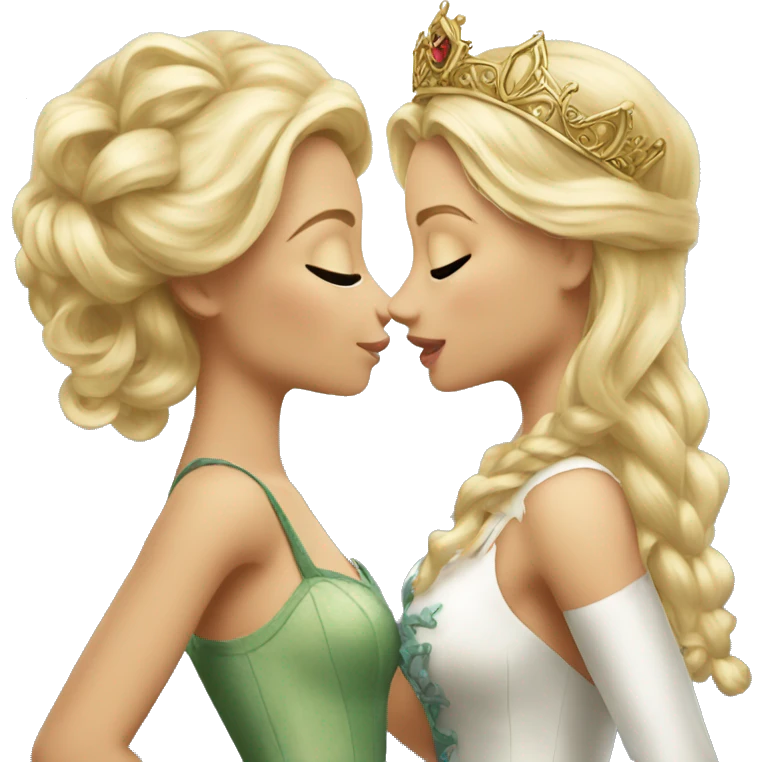 2 women princesses couple blonde kiss emoji