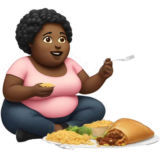 fat black woman eating food emoji