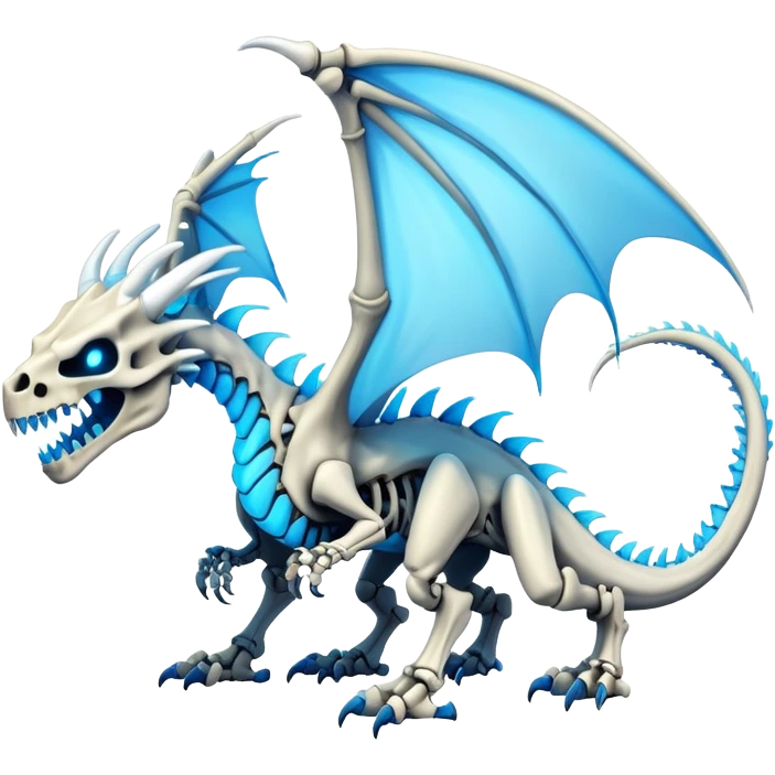 an electric bone dragon with blue teeth (full body) emoji