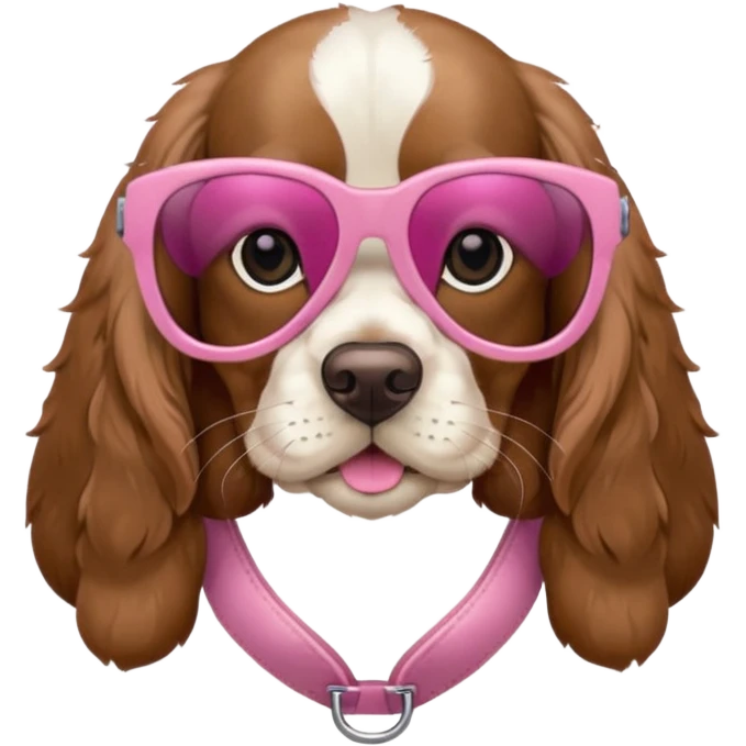 English cocker spaniel with pink sunglasses emoji