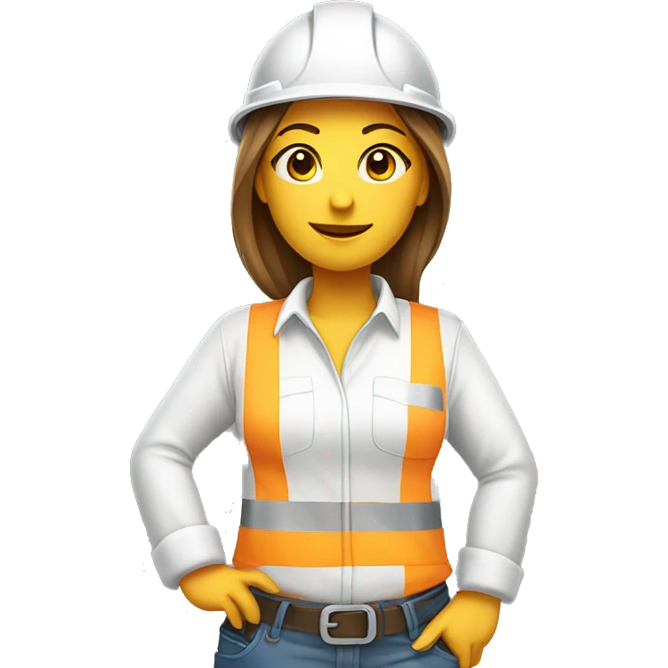 construction worker woman white clother with a pencil emoji