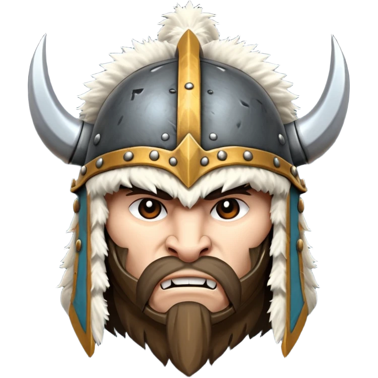 barbarian helmet object icon, metal helmet with thick fur trim, rugged tribal look, fantasy warrior style, 3D cartoon, mobile game icon style, centered, clean background, no text, no watermark

 emoji