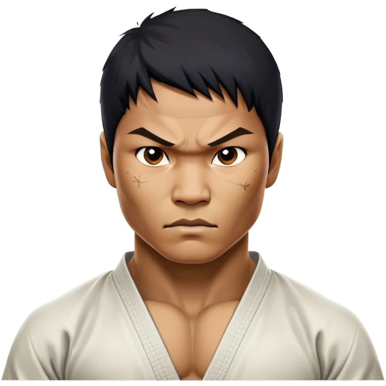 ​Cinematic Realistic Portrait of Tony Jaa, a close-up depiction capturing his intense, determined expression and finely detailed features, rendered with dramatic natural lighting that emphasizes his rugged athleticism and unmistakable martial arts presence, emoji