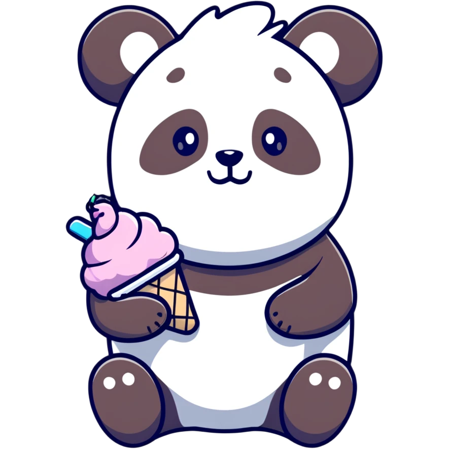 Panda eating ice cream emoji