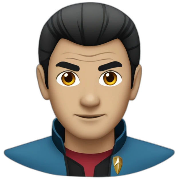 Sri Lankan Spock from Star Trek, short spiky hair, pointy ears, blue jacket emoji
