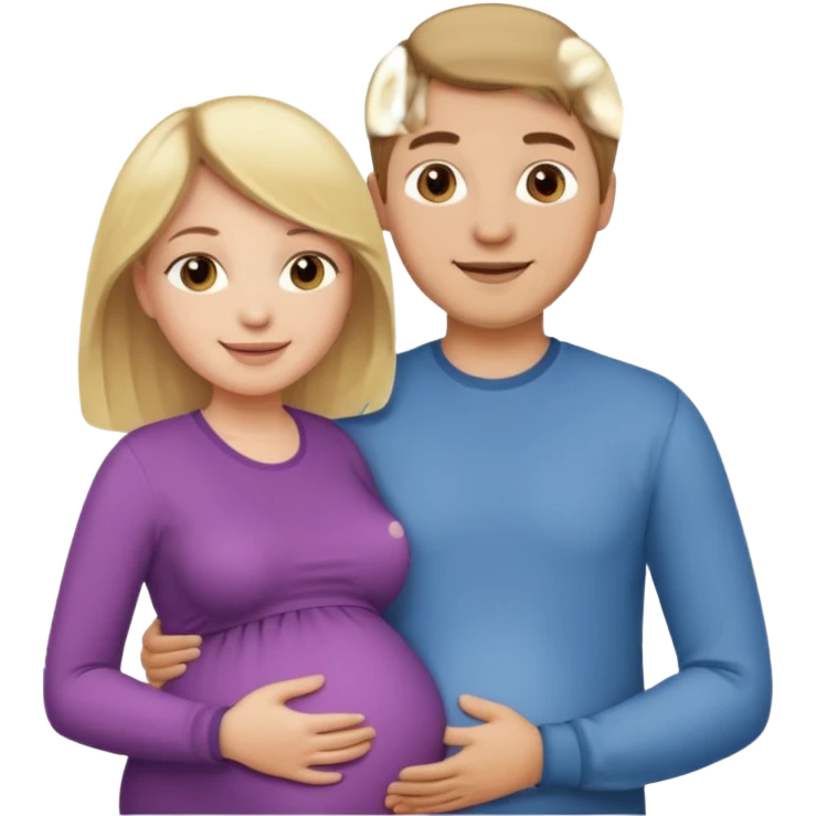 Pregnant blonde with brown haired husband emoji