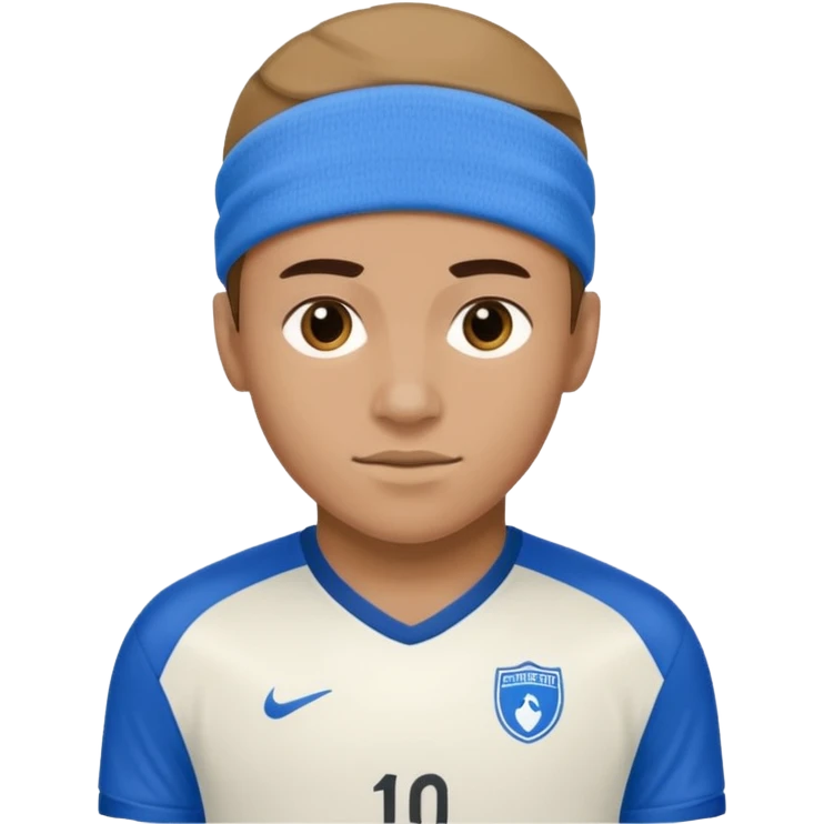 soccer winger with sweatband, blue color. emoji