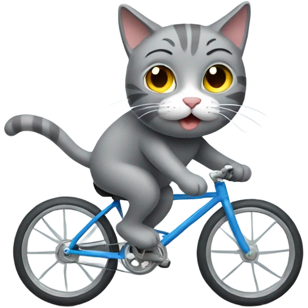 grey cat riding bike  emoji