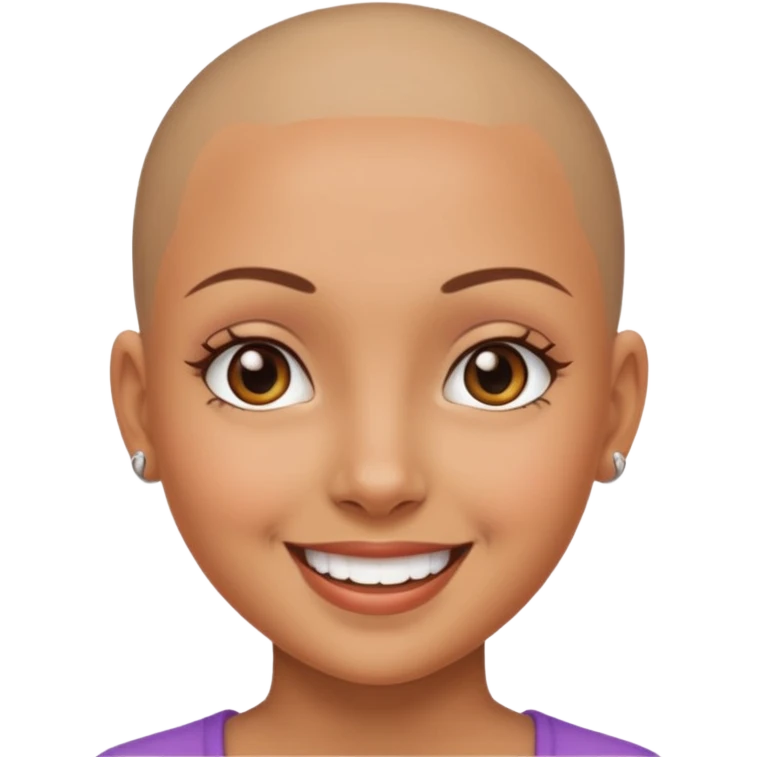 Girl tan skin with skin head. emoji