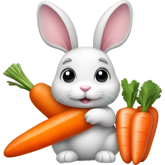 Cute bunny with carrot emoji