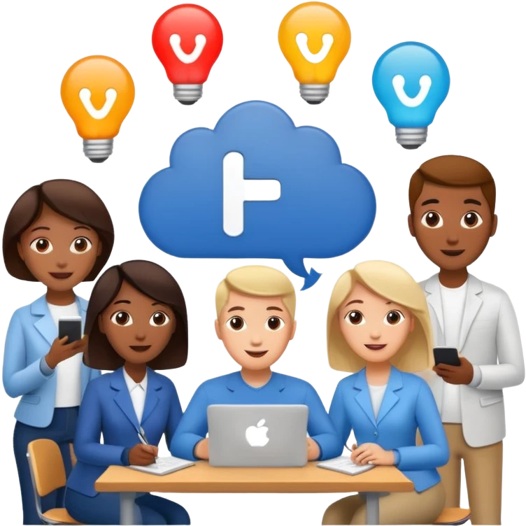 group of people ultimately creating a social media agency emoji