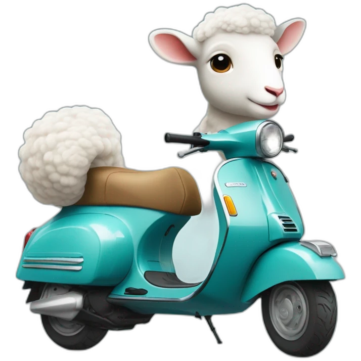 Un mouton qui roule sur une Vespa emoji