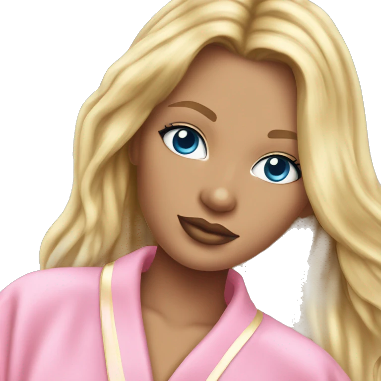 pink victoria secret robe on blonde girl blue eyes  emoji