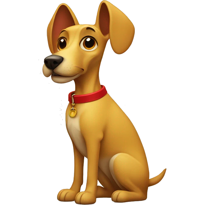 mustard colored dog with very very long ears and red collar emoji
