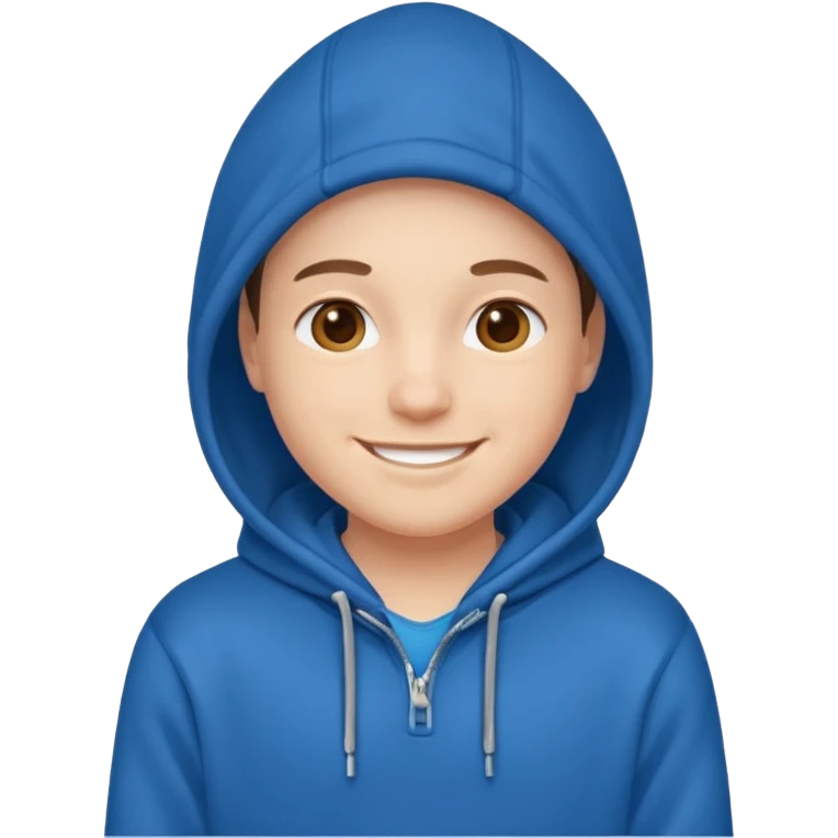 emoji of a person wearing a blue hoodie smiling emoji
