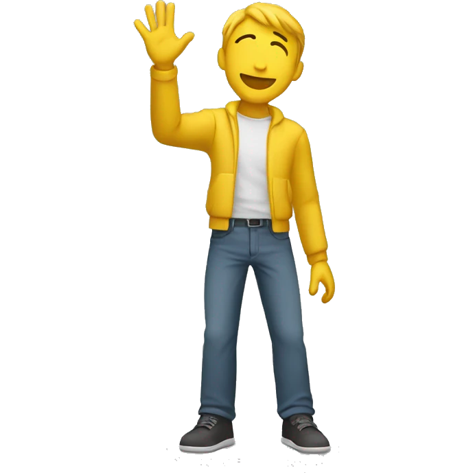 Yellow man (full body) (reaching arm up) (side view) emoji