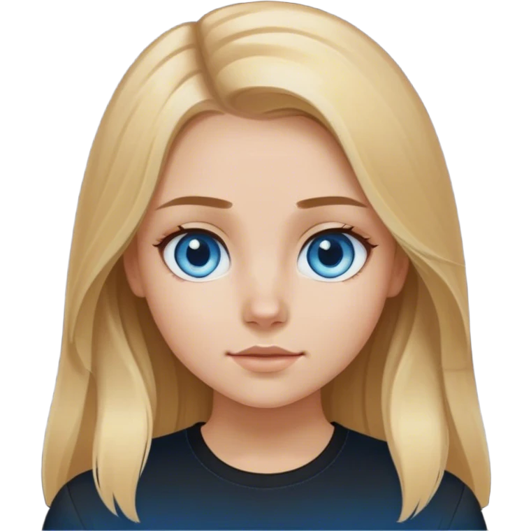 blonde polish girl, long brown to blonde ombré hair, blue eyes, black shirt  emoji