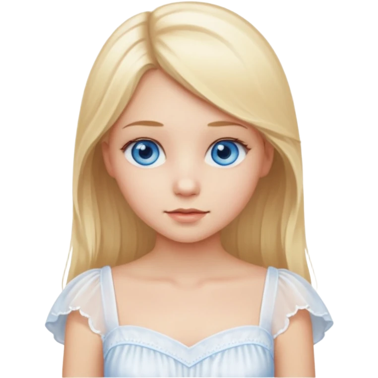 Girl with blonde hair and blue eyes white emoji