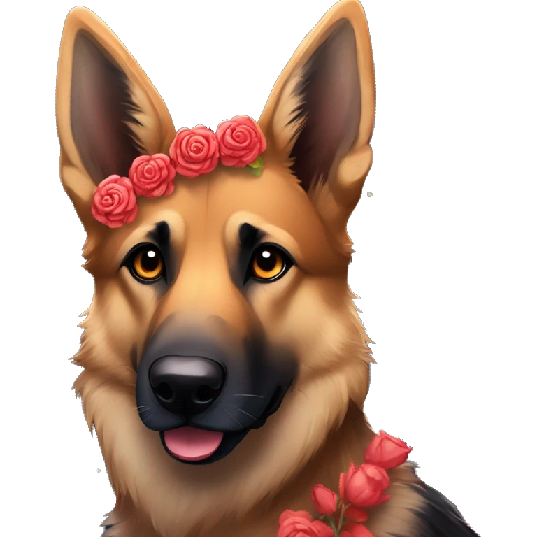 Midnight starry night stars dark Brindled German shepherd fox carrying glowing red lantern, fairy lights, rose flower crown, bokeh lights emoji