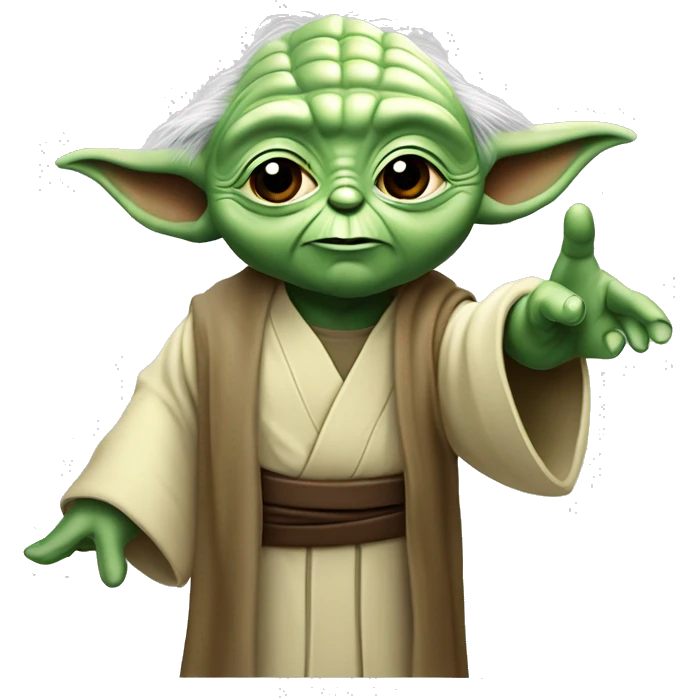 Master Yoda raises his hand in greeting and says his famous line, “May the force be with you.” emoji