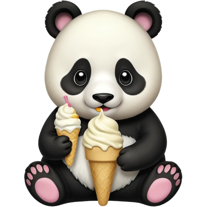 Panda eating ice cream emoji