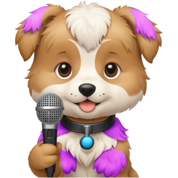 Cute puppy with a microphone ￼ emoji