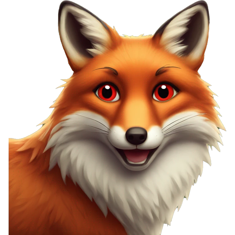 deep lush red fox face with tiny red heart instead of eyes emoji