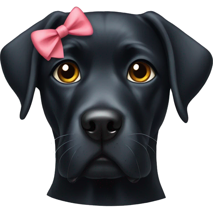 Black labrador with 2 bows on his ears emoji