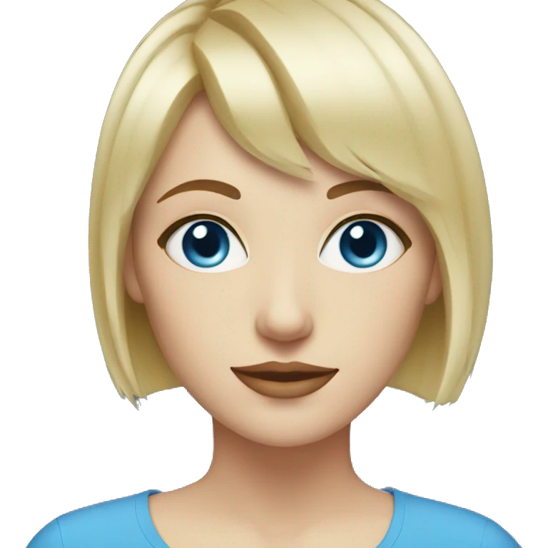 WHITE WOMAN WITH BLUE EYES, SHORT BLONDE HAIR WITH BANGS  emoji
