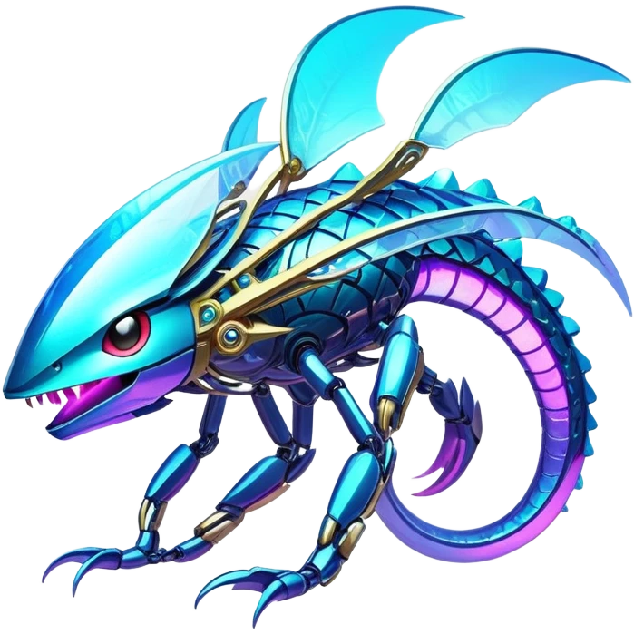  Epic legendary rare glowing mechanical Shiny sparkly transparent bioluminescent luminescent vibrant bright pastel dark exotic iridescent colorful gradients futuristic modern metallic glossy glittery fantasy-cyber-Fakémon-Pokémon-Vernid-creature emoji