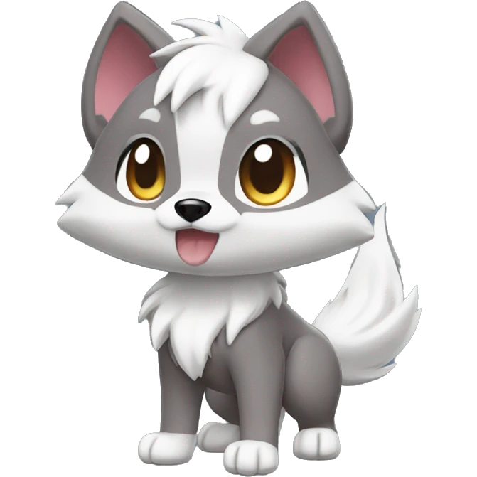 Kawaii Cool Chibi Poochyena-Rocruff-Lycanroc-Pokémon Full Body Detailed High Quality emoji