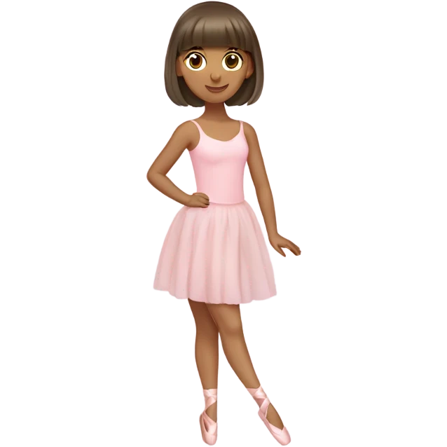 olive skin girl, with long brown hair with bangs wearing pale pink ballerina clothes emoji