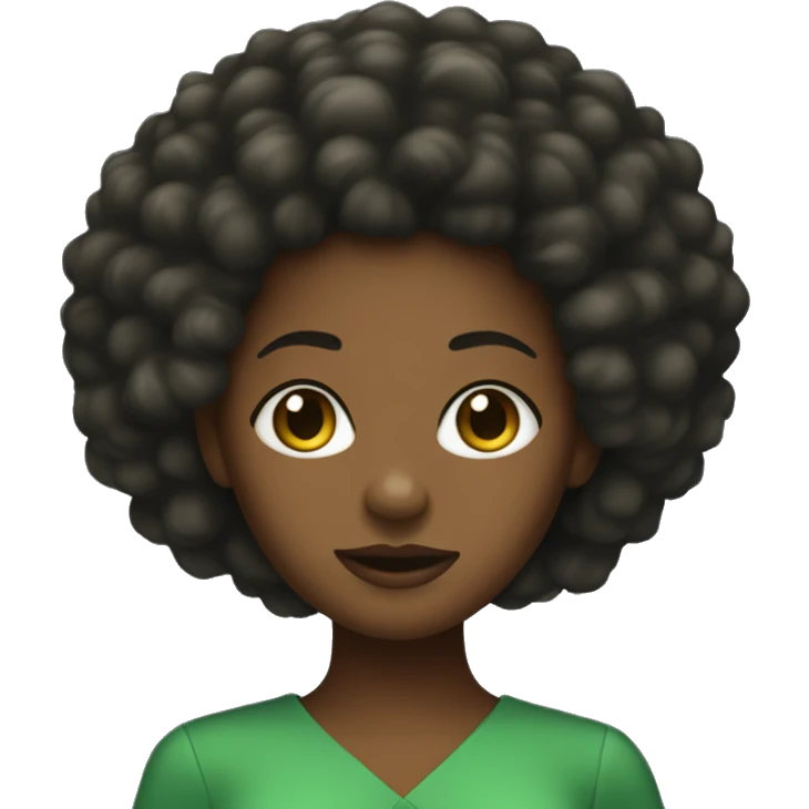 Create a black girl with afro in a green dress like she was a girl from the early’s 2000 emoji