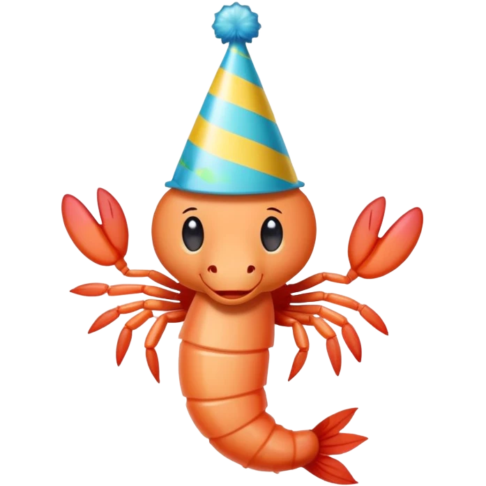 Shrimp wearing a party hat emoji