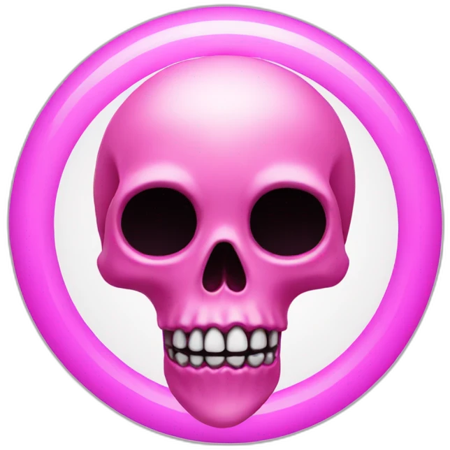 pink skull with a floating ring over head emoji